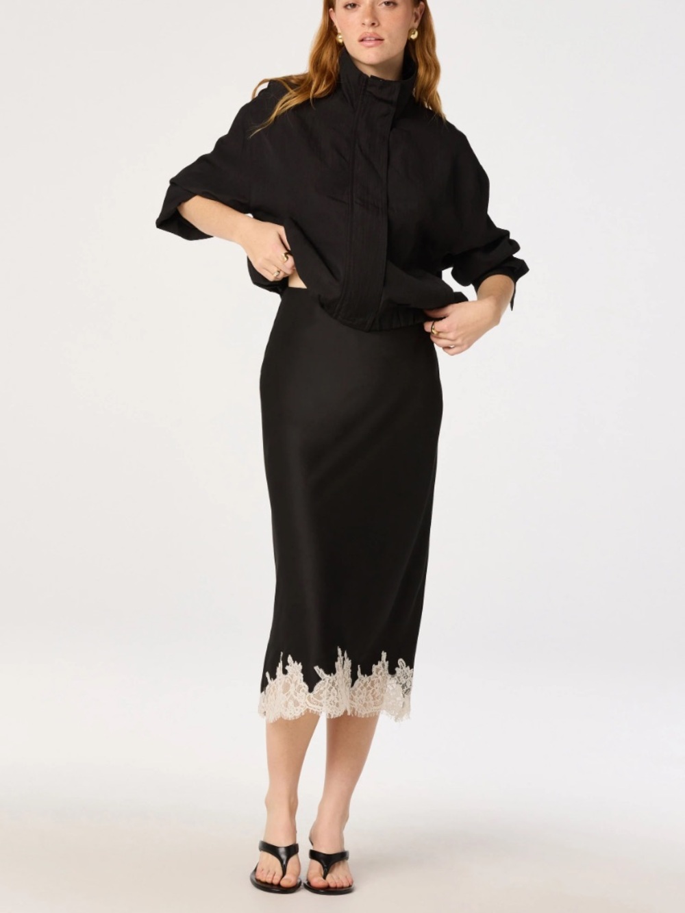 ASTR the label satin midi skirt